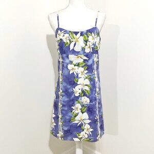 Jade Fashions Hawaiian Purple Floral Ginger Dress Spaghetti Strap Size S